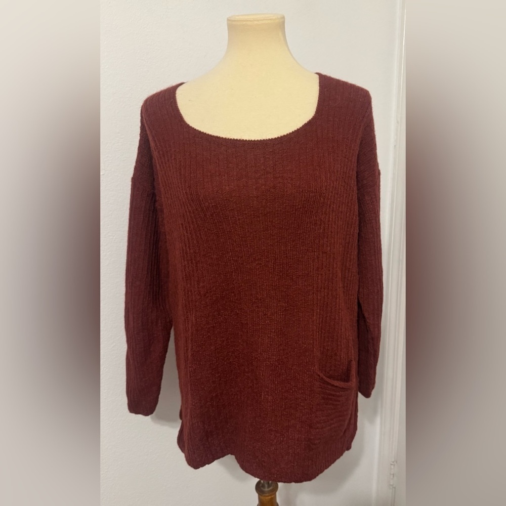 Peruvian Connection Alpaca Sweater Pocket Rust Size Medium